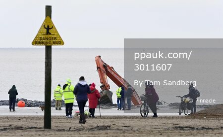 Digger Recovery on Weston Super Mare Beach, Weston Super Mare, U