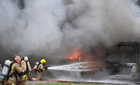 Bin Lorry fire, Weston Super Mare, UK - 8 Sept 2020